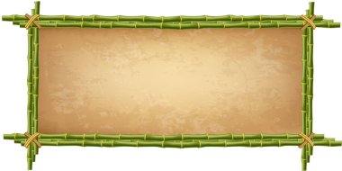 Yeşil Bambu sopalarla yapılan ahşap çerçeve 