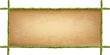 Yeşil Bambu ahşap çerçeve vintage branda ile sopa.