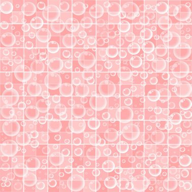 Pembe döşenmiş banyo arka plan üzerinde kabarcıklar ile sevimli duvar kağıdı.
