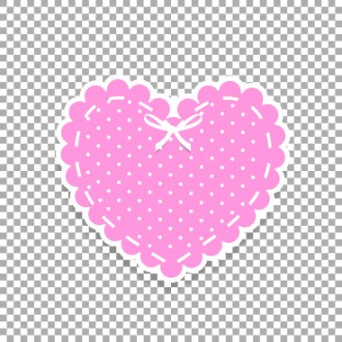 Dantelli kalp sopa ile yay ve polka d gül ve beyaz kağıt kesme