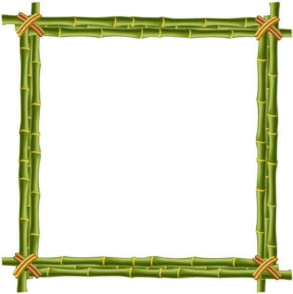 Telaio in legno con bastoncini di bambù verde — Vettoriale Stock