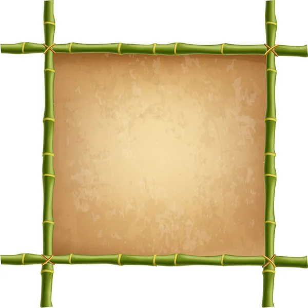 Plantilla de maqueta en blanco de diseño de bambú. Cuerda, papel, tela — Archivo Imágenes Vectoriales