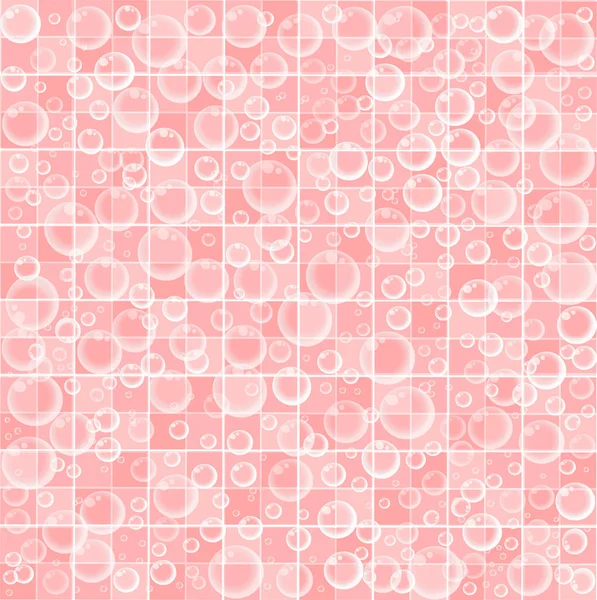Красивые обои с пузырьками на розовом фоне ванной комнаты плитки . — стоковый вектор