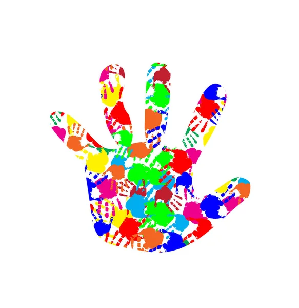 Дитяча рука з барвистим малюнком рук всередині — стоковий вектор