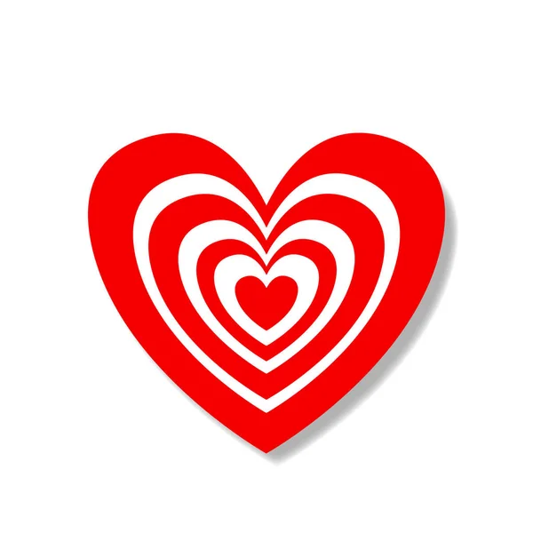 Nagy szív matrica, piros és fehér cél mintával — Stock Vector