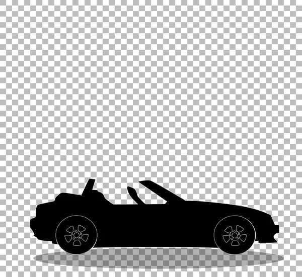 Silhueta preta de carro de desenho animado aberto moderno cabriolet —  Vetores de Stock