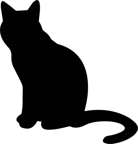 Silhouette der sitzenden schwarzen Katze isoliert auf weißem Hintergrund. v — Stockvektor