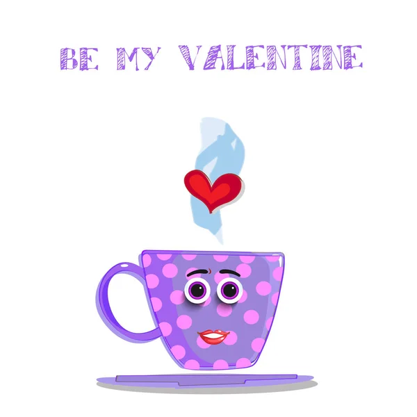 Sé mi personaje de la taza femenina de dibujos animados lindo San Valentín — Archivo Imágenes Vectoriales