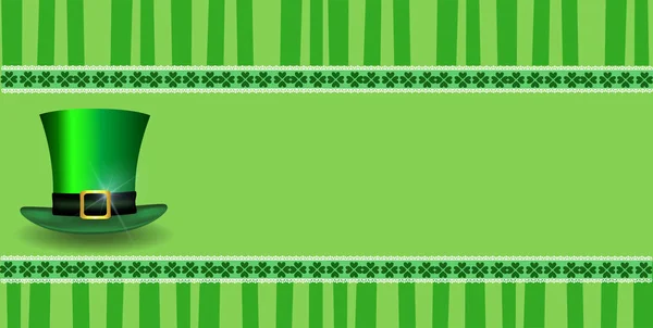 Modèle Patricks Day avec dentelle de trèfle et chapeau de lutin — Image vectorielle