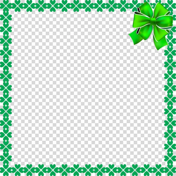 Día de San Patricio frontera elegante con tréboles y cinta — Vector de stock