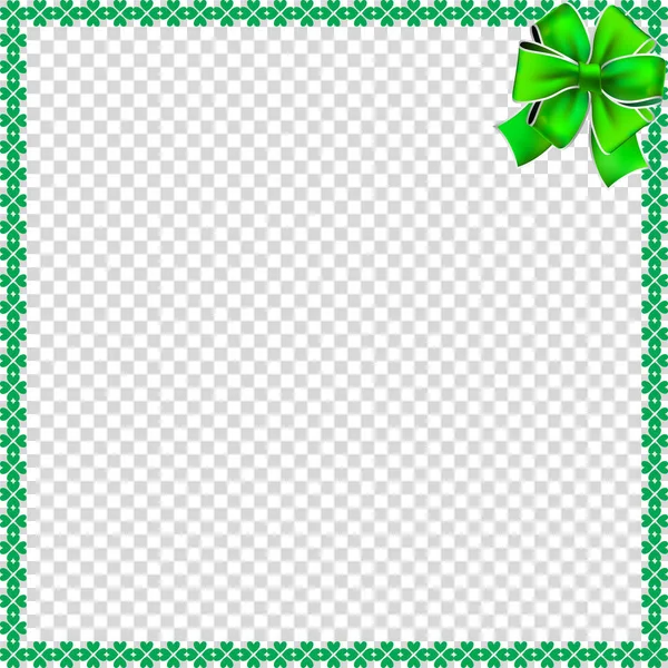 Día de San Patricio frontera elegante con tréboles, cinta — Vector de stock