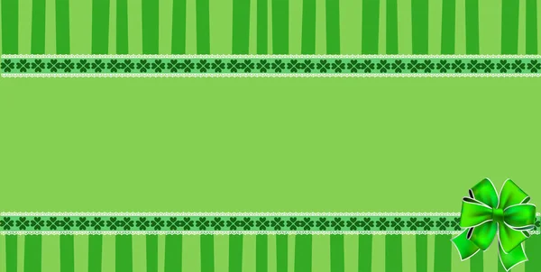 Patricks Plantilla rectangular de día con tréboles de encaje y lazo — Vector de stock