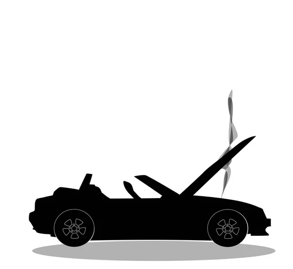 Sportwagen-Crash, Unfall. Vektorabbildung, Zeichen, Symbol, c — Stockvektor