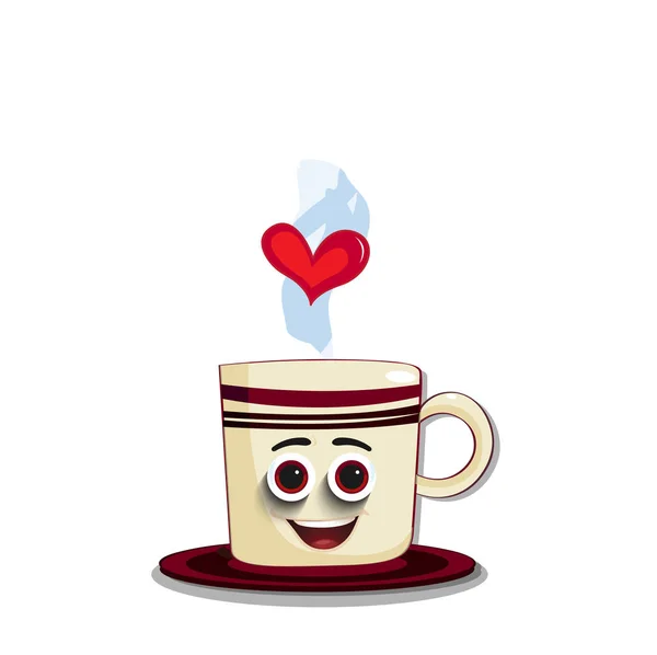 Leuke koffiemok personage met gestreepte patroon — Stockvector