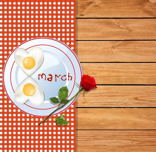 Március 8-i boldog női nap sablon száma nyolc alakú omel — Stock Vector