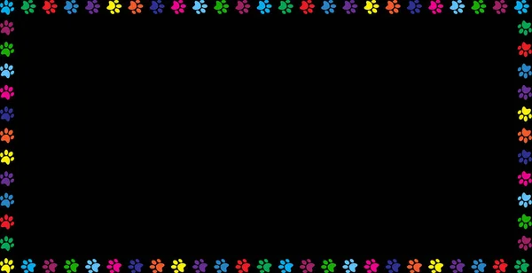 Buntes Banner aus Regenbogen-Tierpfoten — Stockvektor