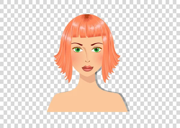 Bella ragazza rossa con gli occhi verdi e magnifico bob acconciatura zenzero colore dei capelli ritratto — Vettoriale Stock