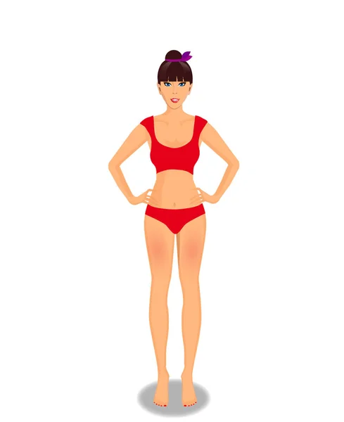 Ragazza che indossa biancheria intima rossa su sfondo trasparente . — Vettoriale Stock