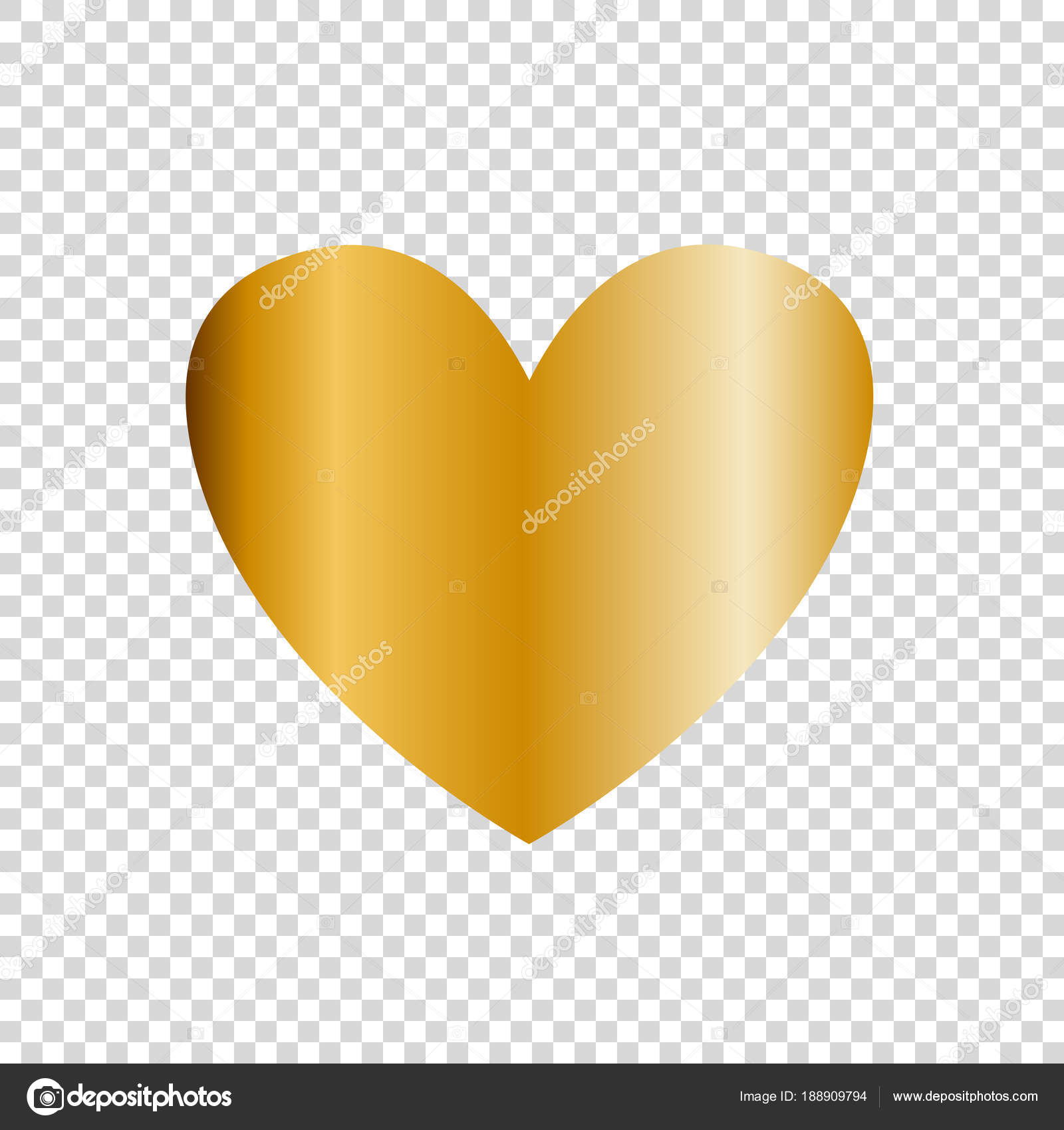 Vetor ícone coração dourado, clip art isolado em fundo transparente