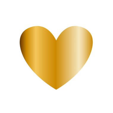 Vektör altın kalp simgesi, beyaz arka plan üzerinde izole küçük resim. Altın kalp işareti, aşk sembolü