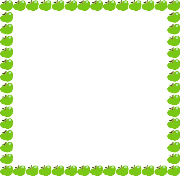 Grüne Äpfel quadratisch Fotorahmen oder Rand isoliert auf weißem Hintergrund. — Stockvektor