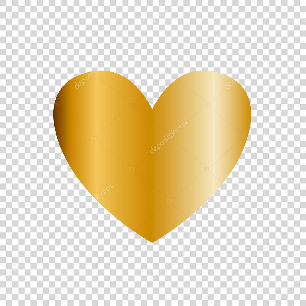 Ícone de coração de ouro vetor, clip-art isolado em fundo transparente