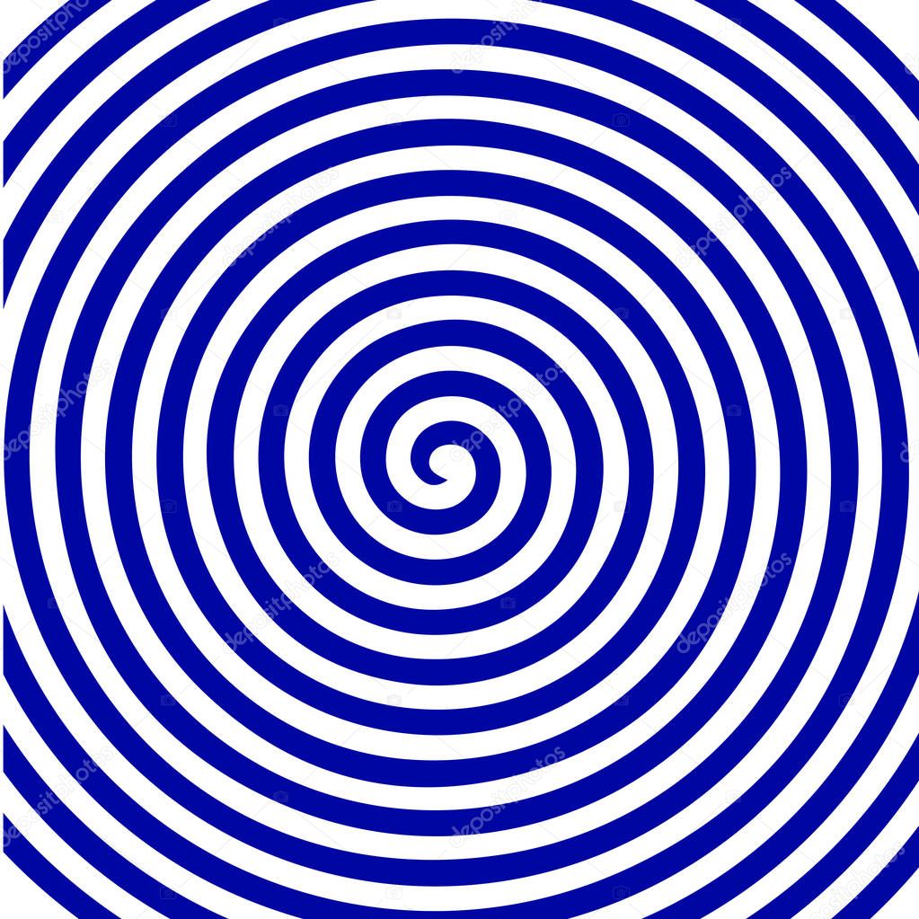 White blue round abstract vortex hypnotic spiral wallpaper. Vector illustration optical illusion spiral anaglyph opt art illustration. Volute, spiral, concentric lines, circular, rotating background.