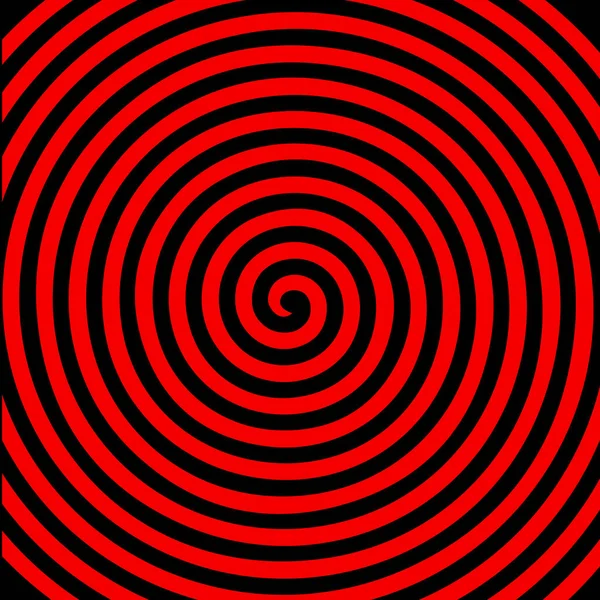 Negru roșu rotund abstract vortex hipnotic spirală tapet . — Vector de stoc