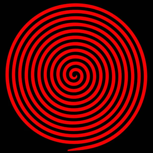 Red round abstract vortex hypnotic spiral. — Stock Vector