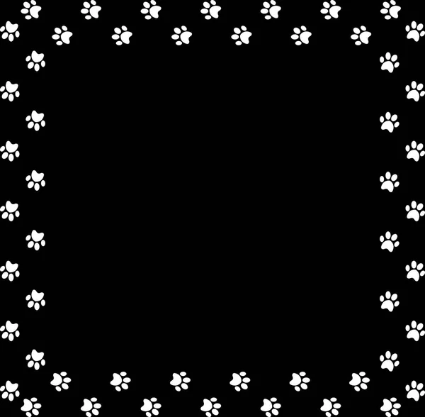 Čtvercový rám vyrobený z bílých zvířat stopy na černém pozadí. — Stockový vektor