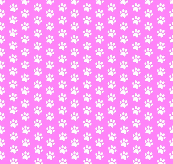 Square seamless baby pattern of white animal paw prints on pink background.