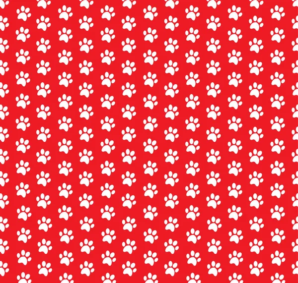 赤の背景に白い動物の足の印刷物の正方形のシームレス パターン. — ストックベクタ
