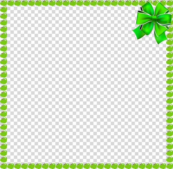 Zöld alma négyzet alakú keret ünnepi íj — Stock Vector