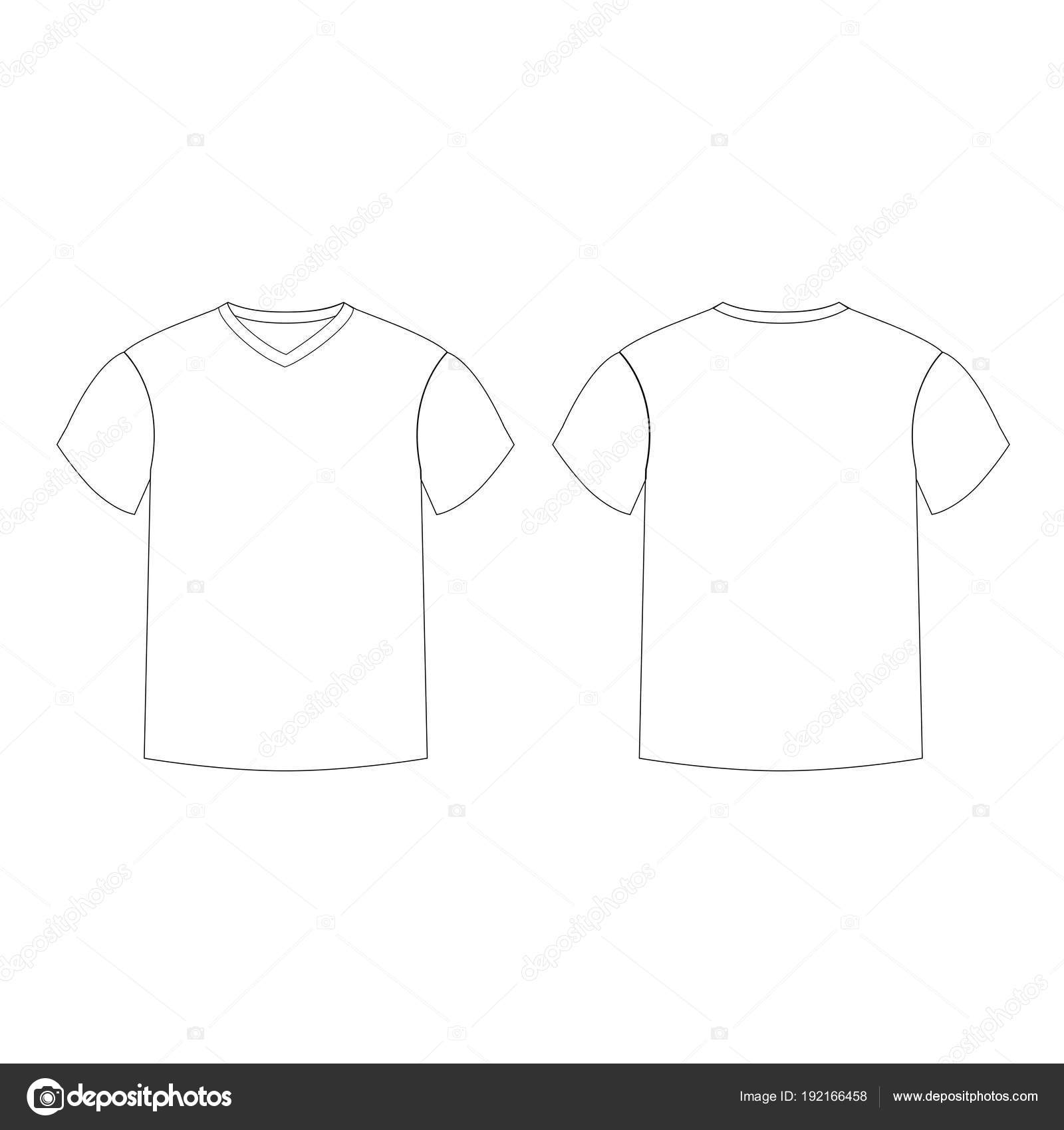 Outline Countur Of Male T Shirt Template V Neck Front And Back