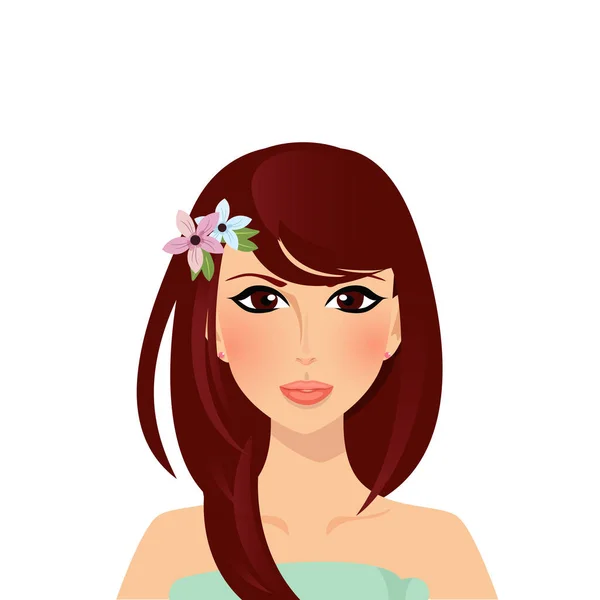 Mooi brunette meisje met hazel ogen bruin haar — Stockvector