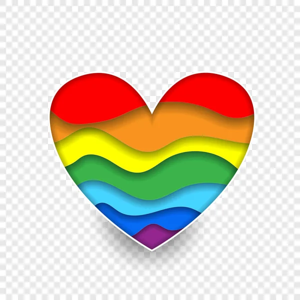 Веселковий папір вирізав кольори серця ЛГБТ або GLBT гордість — стоковий вектор