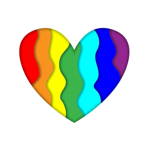 Веселковий папір вирізав кольори серця ЛГБТ або GLBT гордість — стоковий вектор