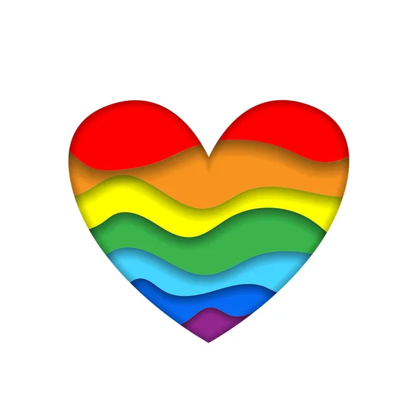 Rainbow paper cut heart colors LGBT or GLBT pride — 스톡 벡터