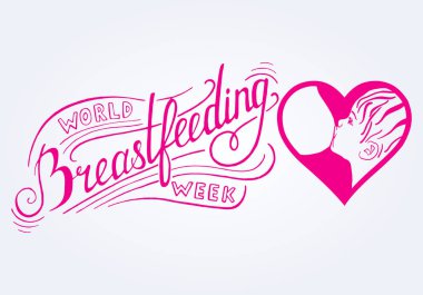 Breastfeeding.World emzirme haftası. Vektör çizim reklam, promosyon, afiş için