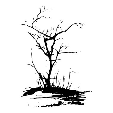 siluet siyah ağaç beyaz zemin üzerine izole, vektör