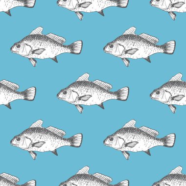 Mavi Arkaplanda Balıklar Olan Kusursuz Kalıp