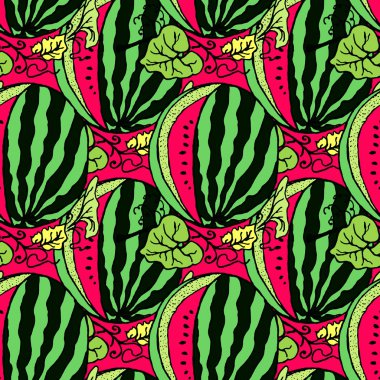 Kırmızı karpuz ile şirin sorunsuz vektör desen