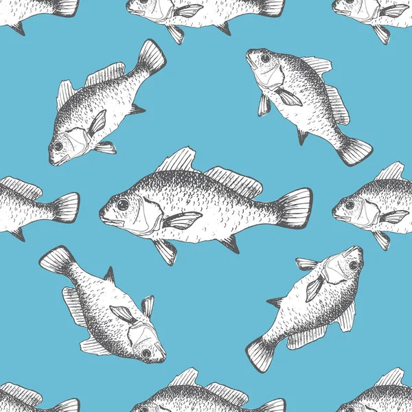 Векторная Безморщинка Рыбами Синем Фоне — стоковый вектор