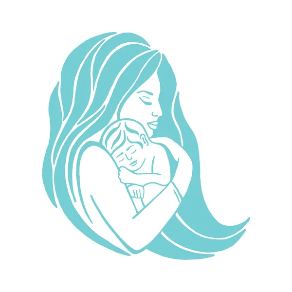 母亲母乳喂养她的婴儿符号 母乳喂养联盟会徽 母乳喂养母亲支持图标 哺乳顾问徽标 — 图库矢量图片