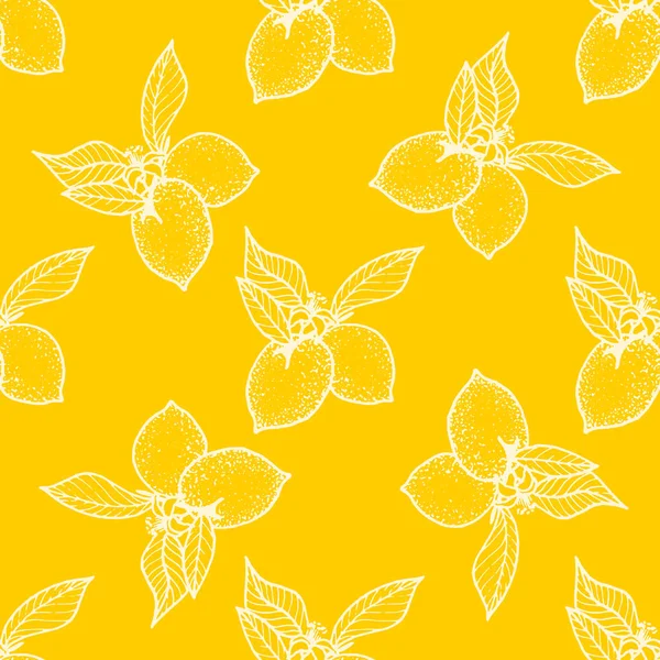 Seamless Pattern Lemon Background Yellow White Elements Geometric Design Vector — Stock Vector