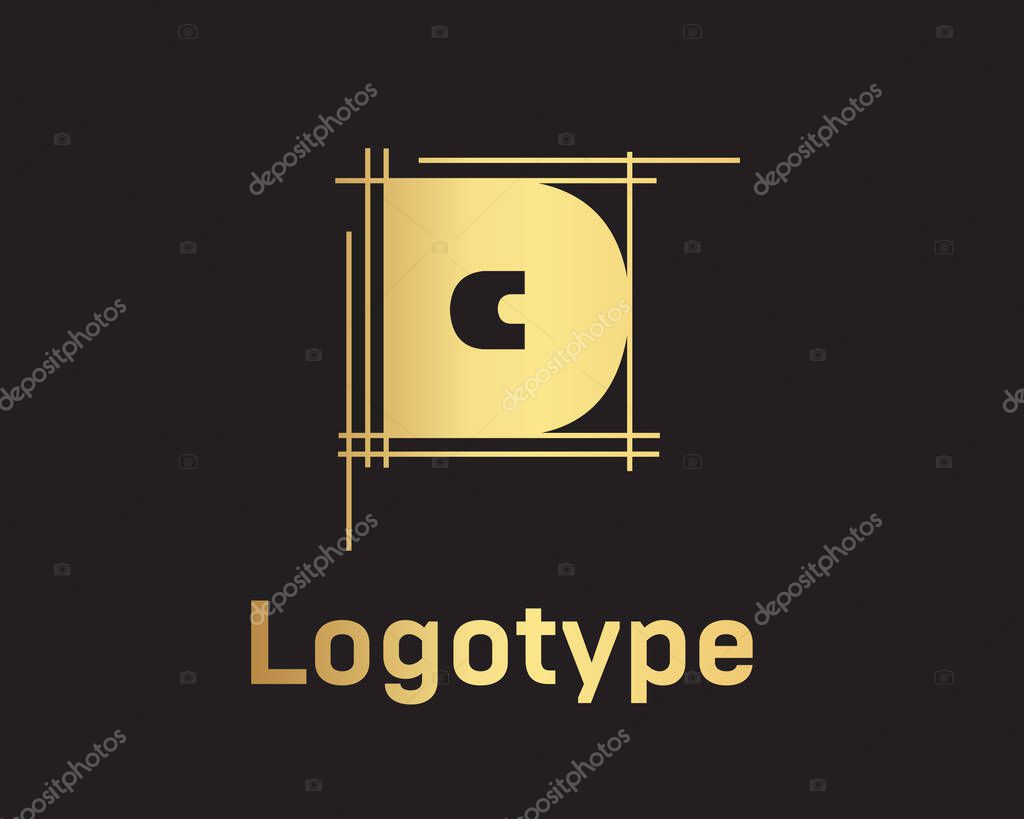 Beautiful vector graphic gold alphabet letter D symbol
