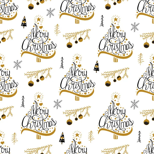 Patrón Navidad Sin Costuras Con Letras Feliz Navidad — Vector de stock
