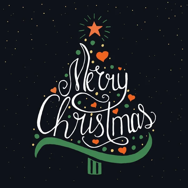 Feliz Natal Lettering Design Ilustração Vetorial Sobre Fundo — Vetor de Stock