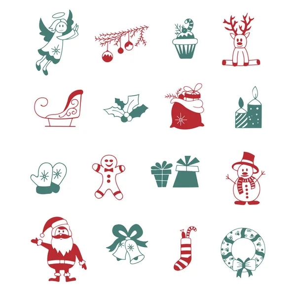 Set Iconos Navidad Vector Icono Mano Navidad Cartel Tipo Navidad — Vector de stock