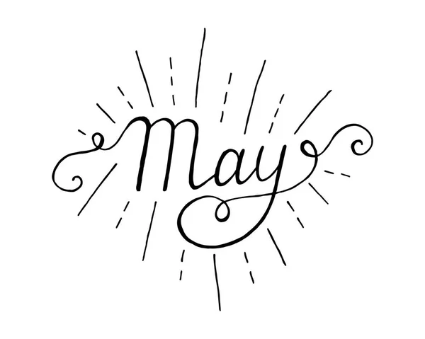 Άνοιξη γράμματα Μαΐου. Διάνυσμα χειρόγραφη τυπογραφία — Διανυσματικό Αρχείο